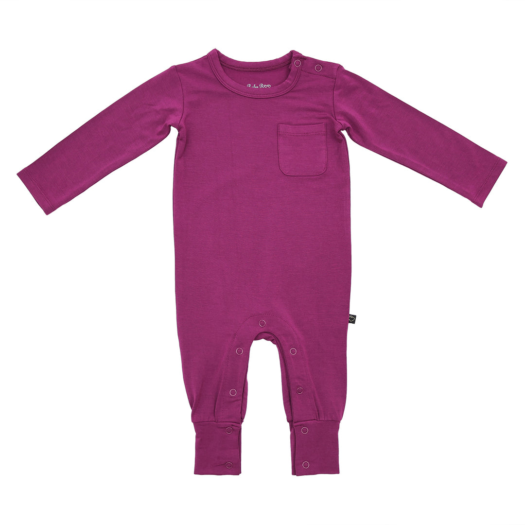 Plum Long Sleeve Pocket Romper