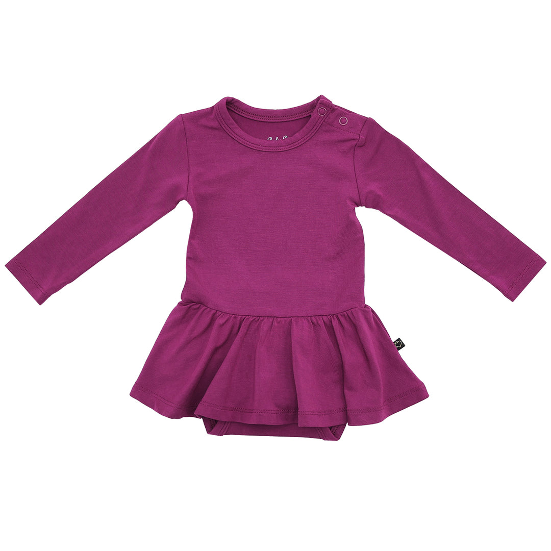 Plum Long Sleeve Skirted Bodysuit