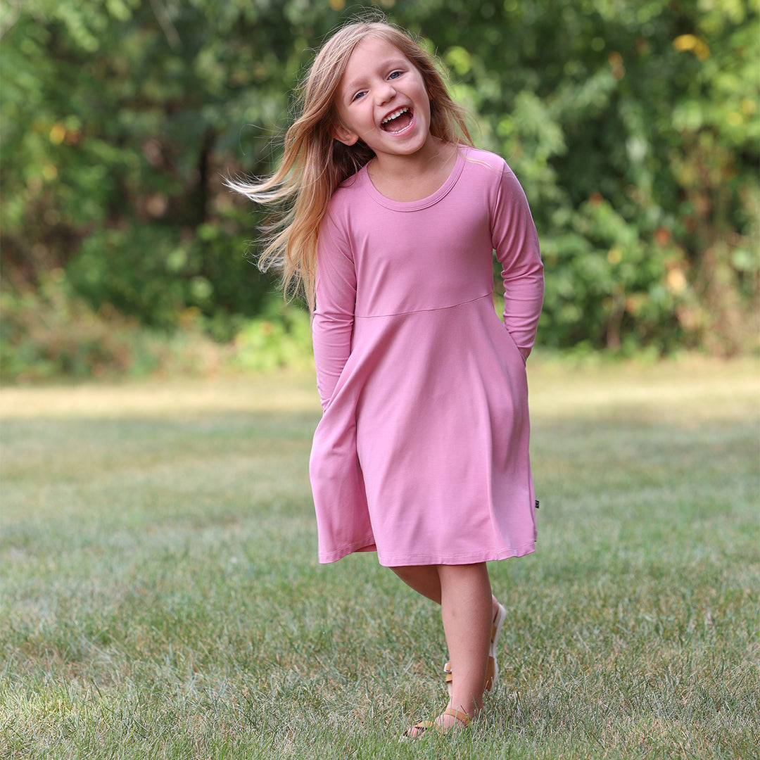 Mauve Long Sleeve Swing Dress Rylee Roo Mauve Long Sleeve Swing Dress Rylee Roo