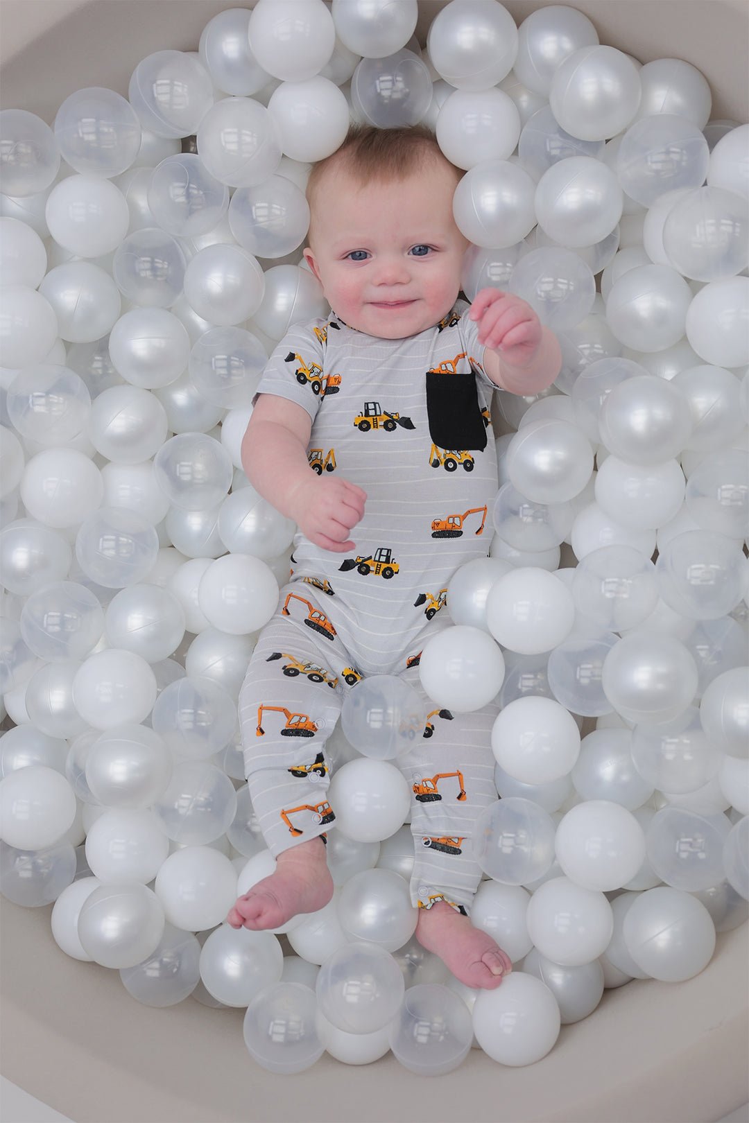 Tristan's Tractors Short Sleeve Pocket Romper