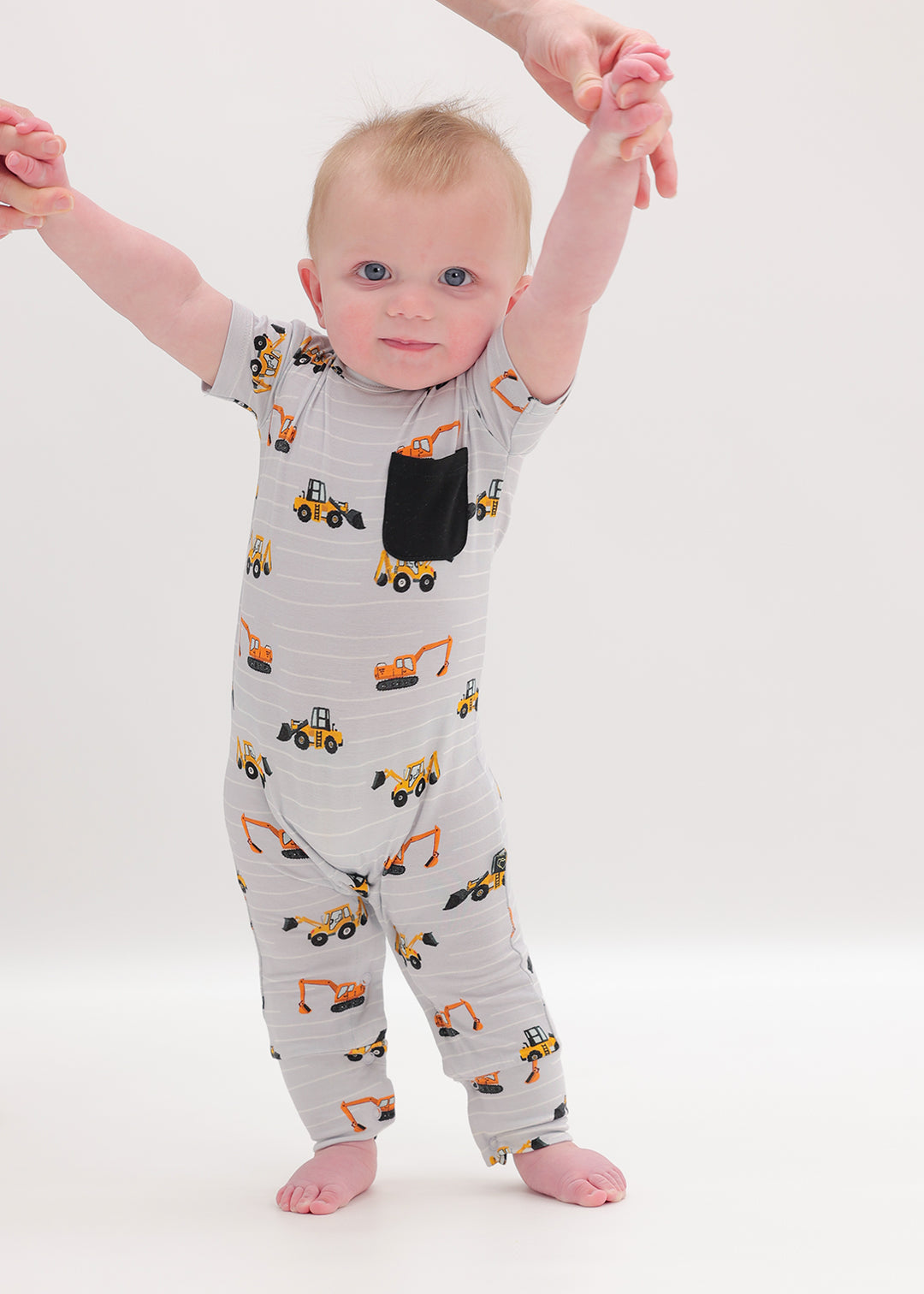 Tristan's Tractors Short Sleeve Pocket Romper