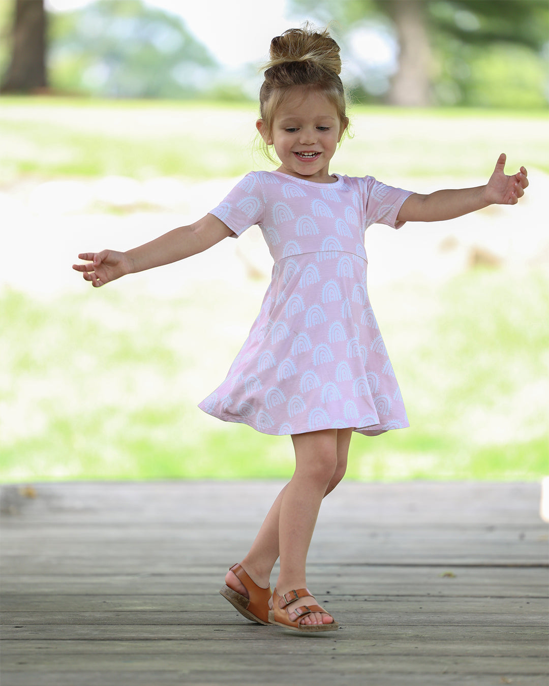 Rosalee's Rainbows Short Sleeve Swing Dress