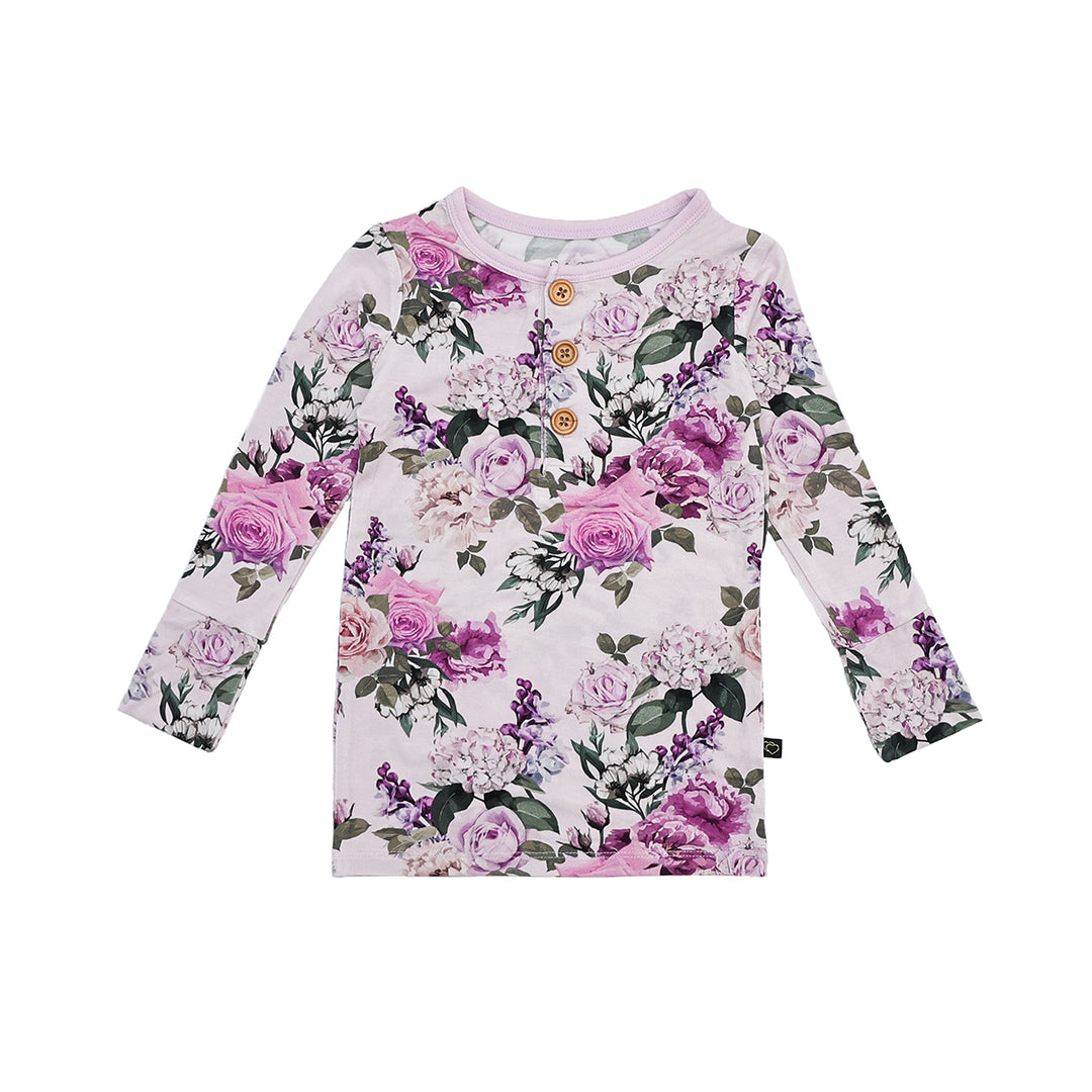 Francesca's Floral Long Sleeve Henley Pajama Set