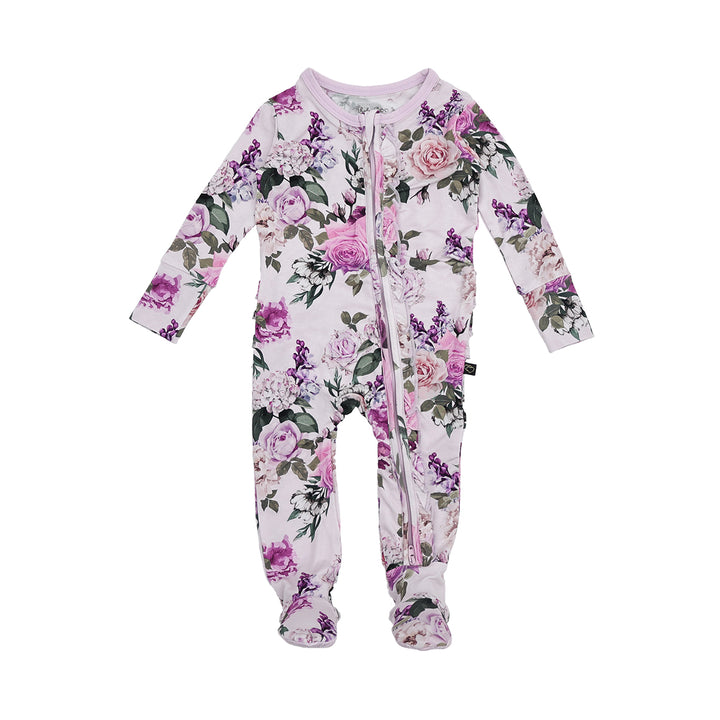 Francesca's Floral Ruffle Zipper Footie