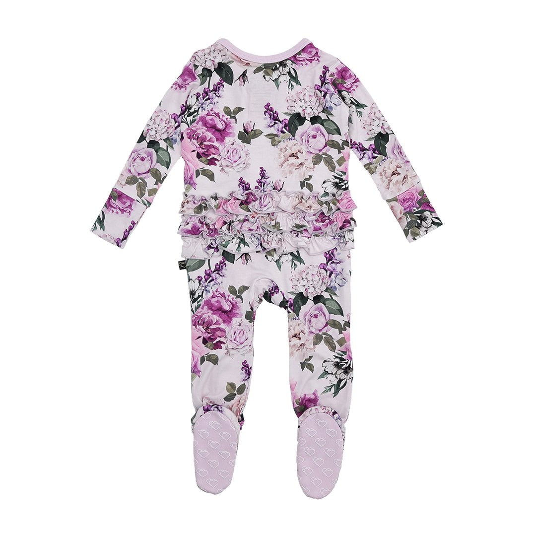 Francesca's Floral Ruffle Zipper Footie